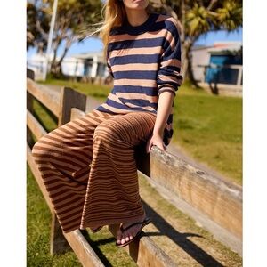 Brand New W Tag Free People Brown and Tan Striped Pants